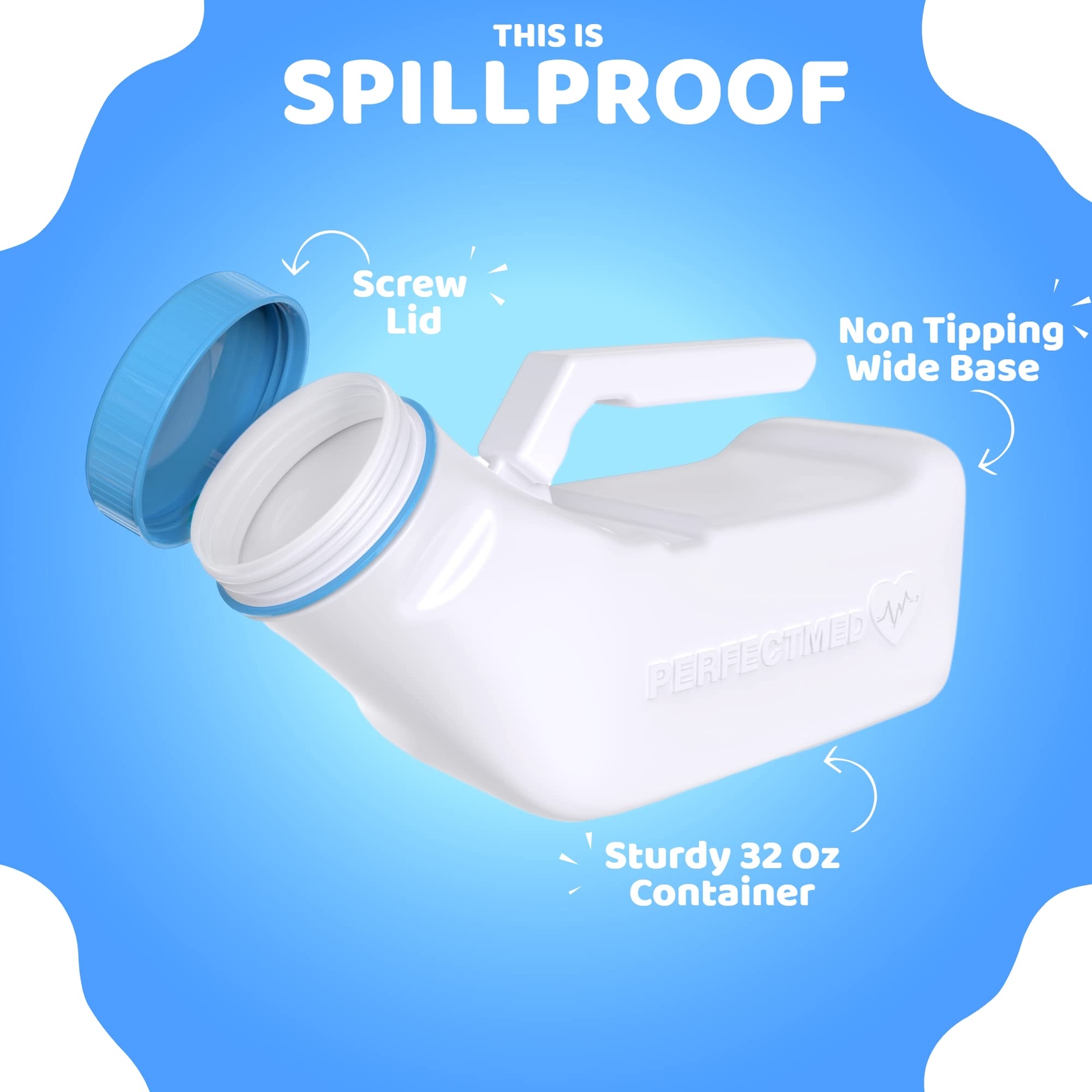 2-Pack Female Urinal Spill Proof 32 oz Portable for Travel & Road Trips