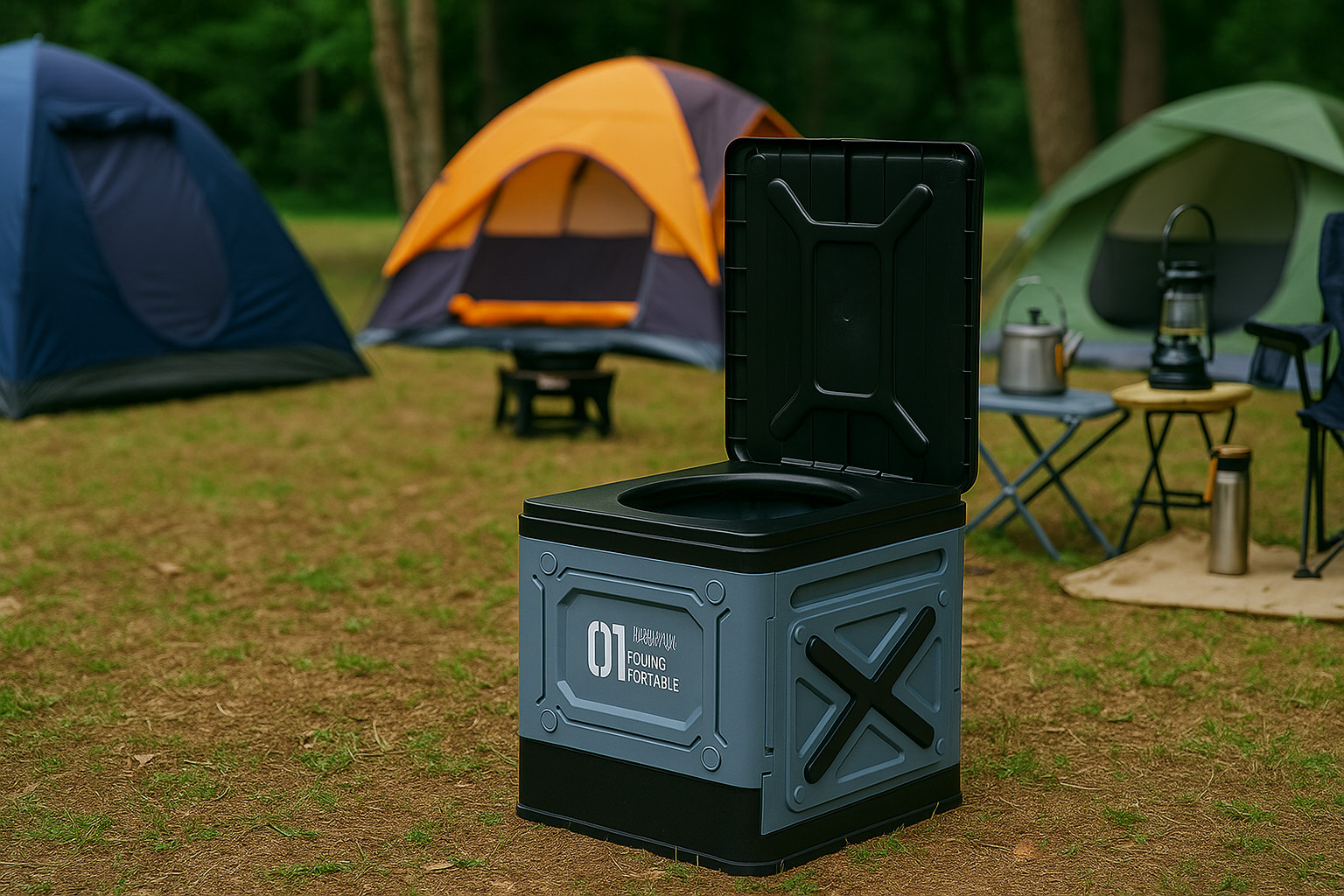 Extra-Large Folding Portable Toilet with Lid