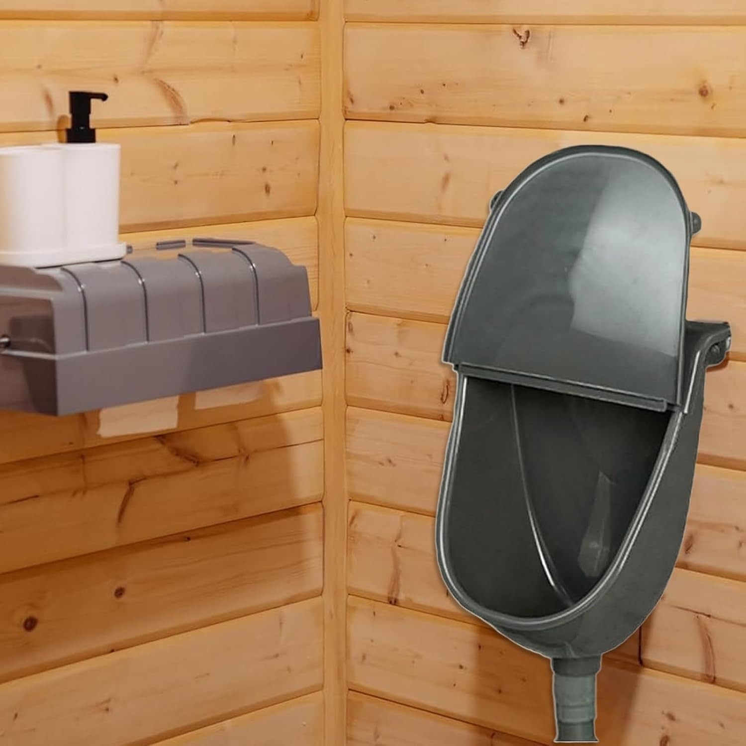 Wall Mounted Outside Urinal for Men, Waterless Urinal with Lid and Hose,