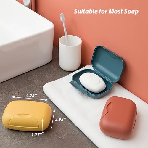 3 Pcs Travel Soap Case, Colorful Portable Soap Holder for Red-yellow-navy Blue