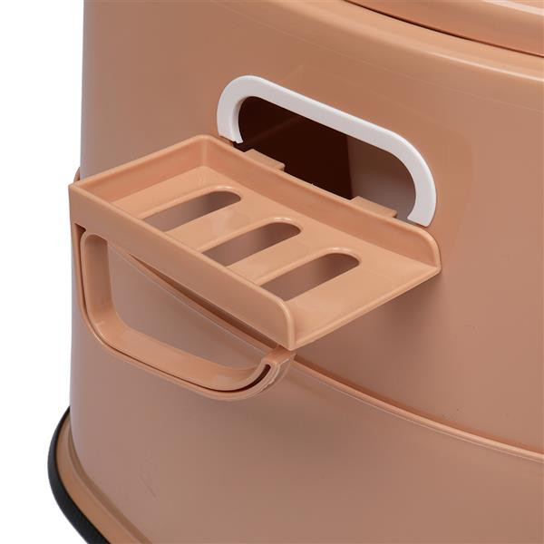 Portable Foldable Toilet with Lid & Anti-Slip Base For Camping Elderly Brown