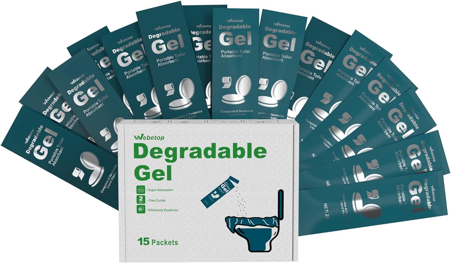 Degradable Gel Portable Camping Toilet Powder – 20 pcs, Waste Treatment