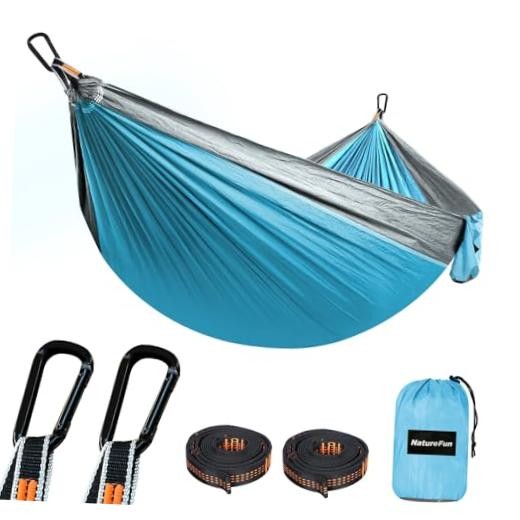 NATUREFUN Ultra-Light Travel Camping Hammock | 300kg Load 275x140cm Azure/Grey