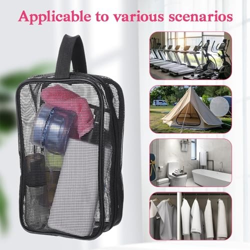 Mesh Shower Bag, Black Portable Shower Bags for Men Mesh Showers Caddy