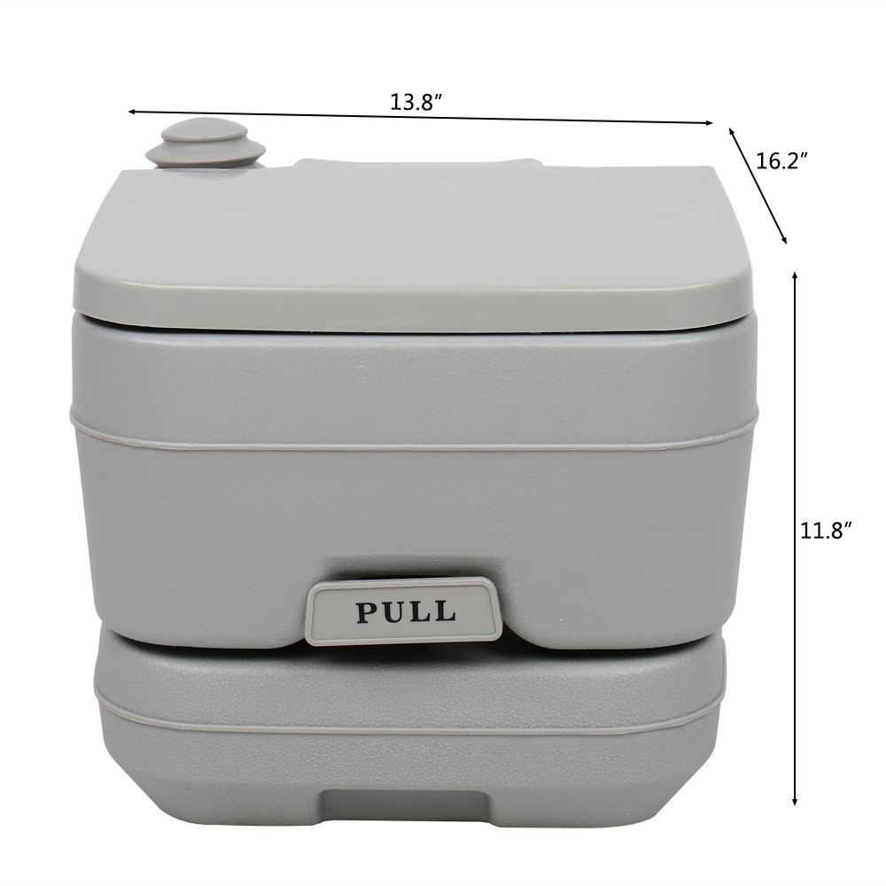 10L Portable Toilet Flush Travel Hiking Potty Camping Equipment Gray