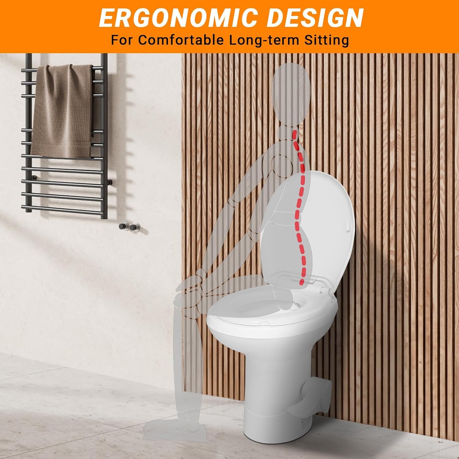 RV Toilet Gravity Flush Toilet W/ Foot Pedal Flush Standard Height Gravity