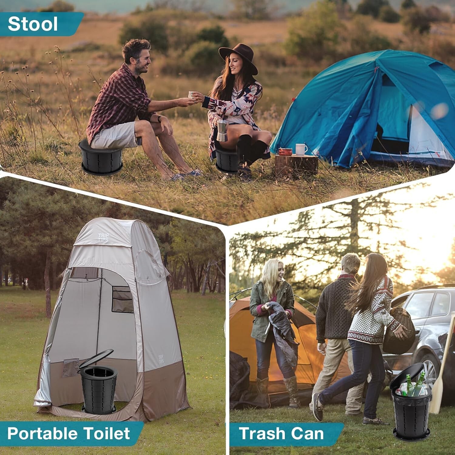 Height Adjustable Portable Camping Toilet – Foldable and Lightweight Convenience