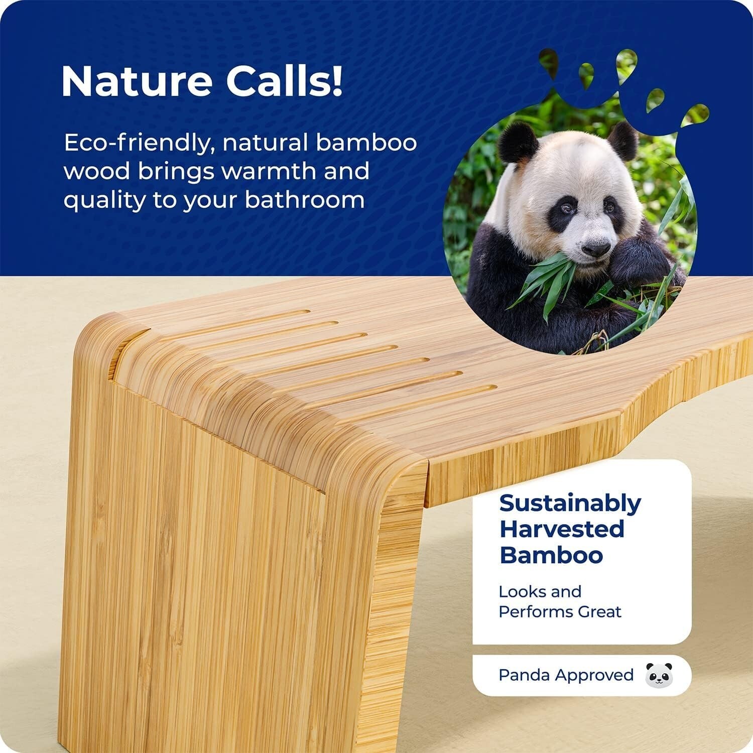 Taburete Plegable Para Inodoro Para Adultos, Bambú Resistente De 7 Pulgadas NEW.