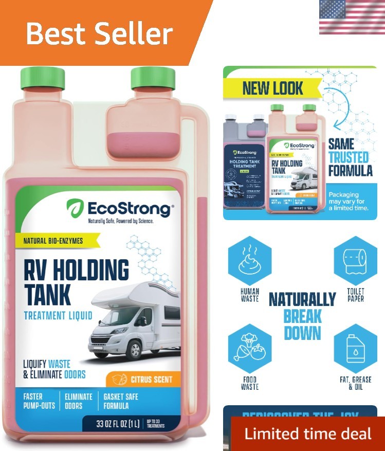 Triple Action RV Holding Tank Digestor – Biodegradable Odor Eliminator, 33 Fl Oz