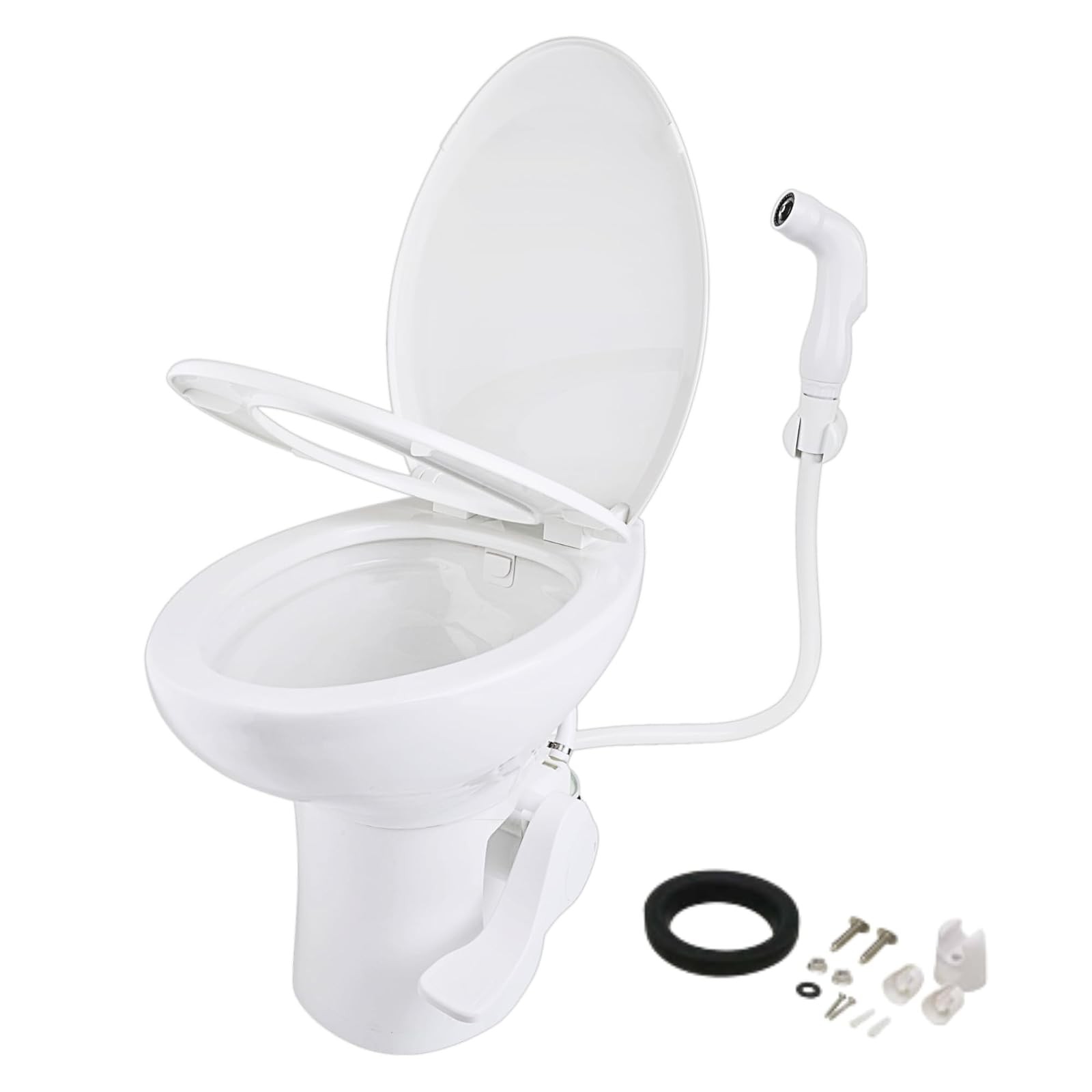 SEAFLO Porcelain RV Toilet Elongated 19 Inch Sprayer Attachment