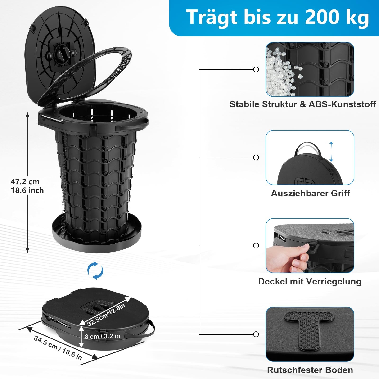 XL Camping Toilet Foldable, Camping Separating Toilet Toilet with Lid, Mobile Toilet…