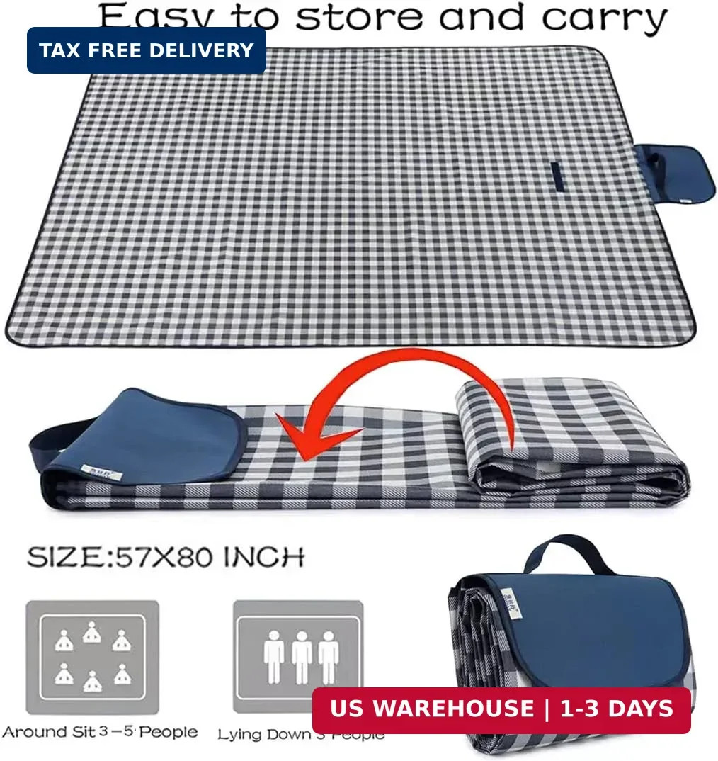 RUIBOLU Large Picnic Blanket Beach Blankets, 80”x60” Picnic Mat Waterproof San
