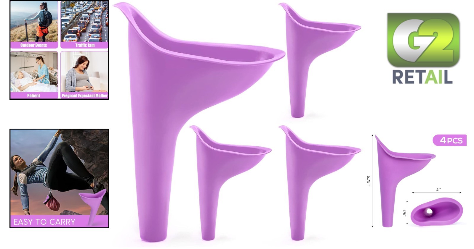 Medical-Grade Silicone 4PCS Female Urinal – Discreet & Leak-Proof for Adventures
