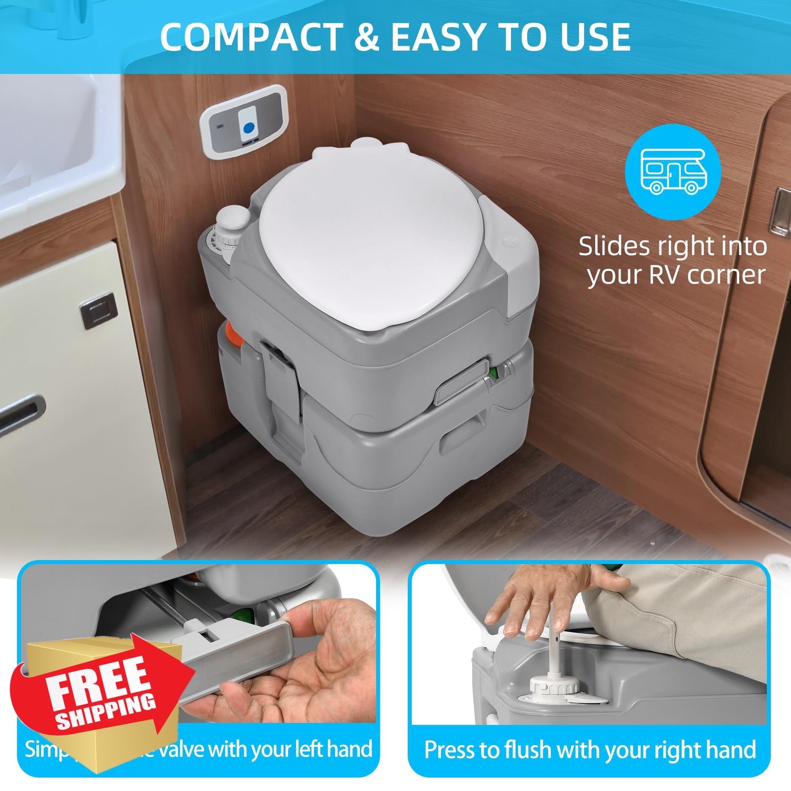 YITAHOME Portable Toilet 5.8 Gal Diagonal Bag Sprayer