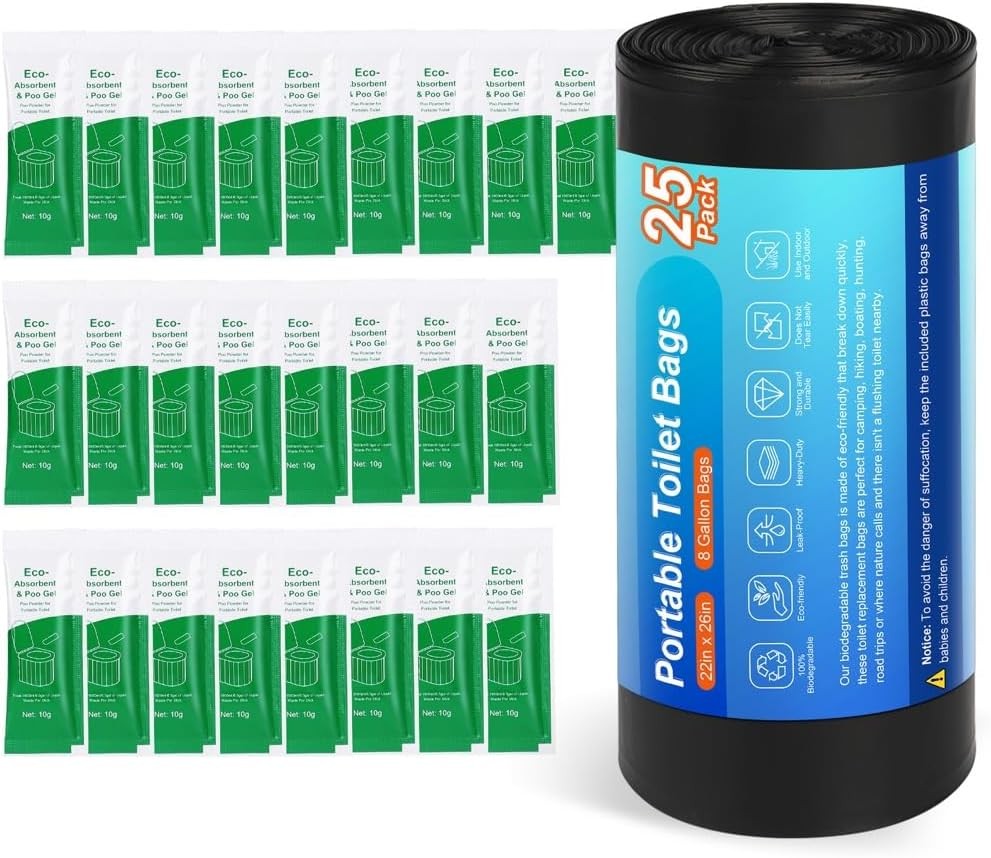 25Pack Poo Powder for Portable Toilet, Camping Toilet Chemicals Degradable Ab…