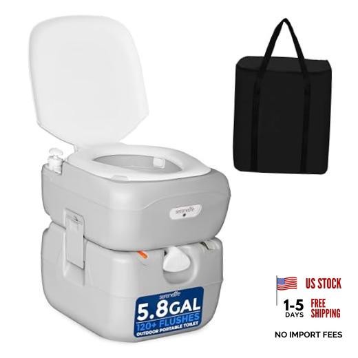 5.8 Gal Portable Camping Toilet with Carry Bag & Level Indicator | Self