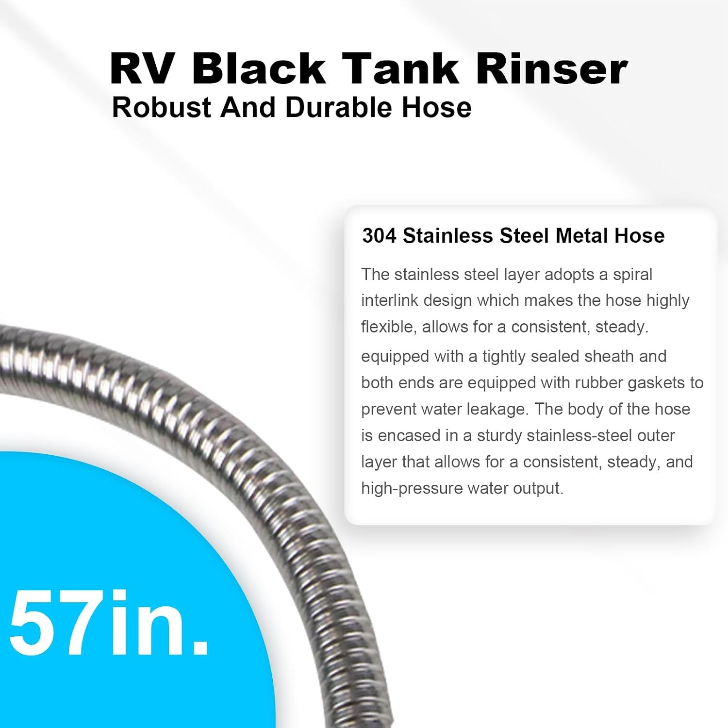 COOSPIDER RV Black Tank Flexible Swivel Stick Rinser 57 Inch, Stainless Steel