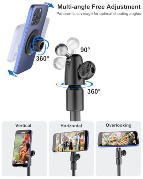 Magnetic Tripod for iPhone, 57″ Monopod and Selfie Stick Tripod for Outdoor,