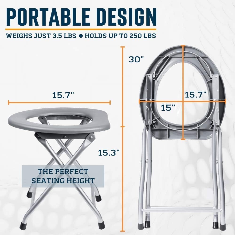 Portable Folding Toilet Seat Potty Chair w/ Carry Bag for Camping Trip RV Travel