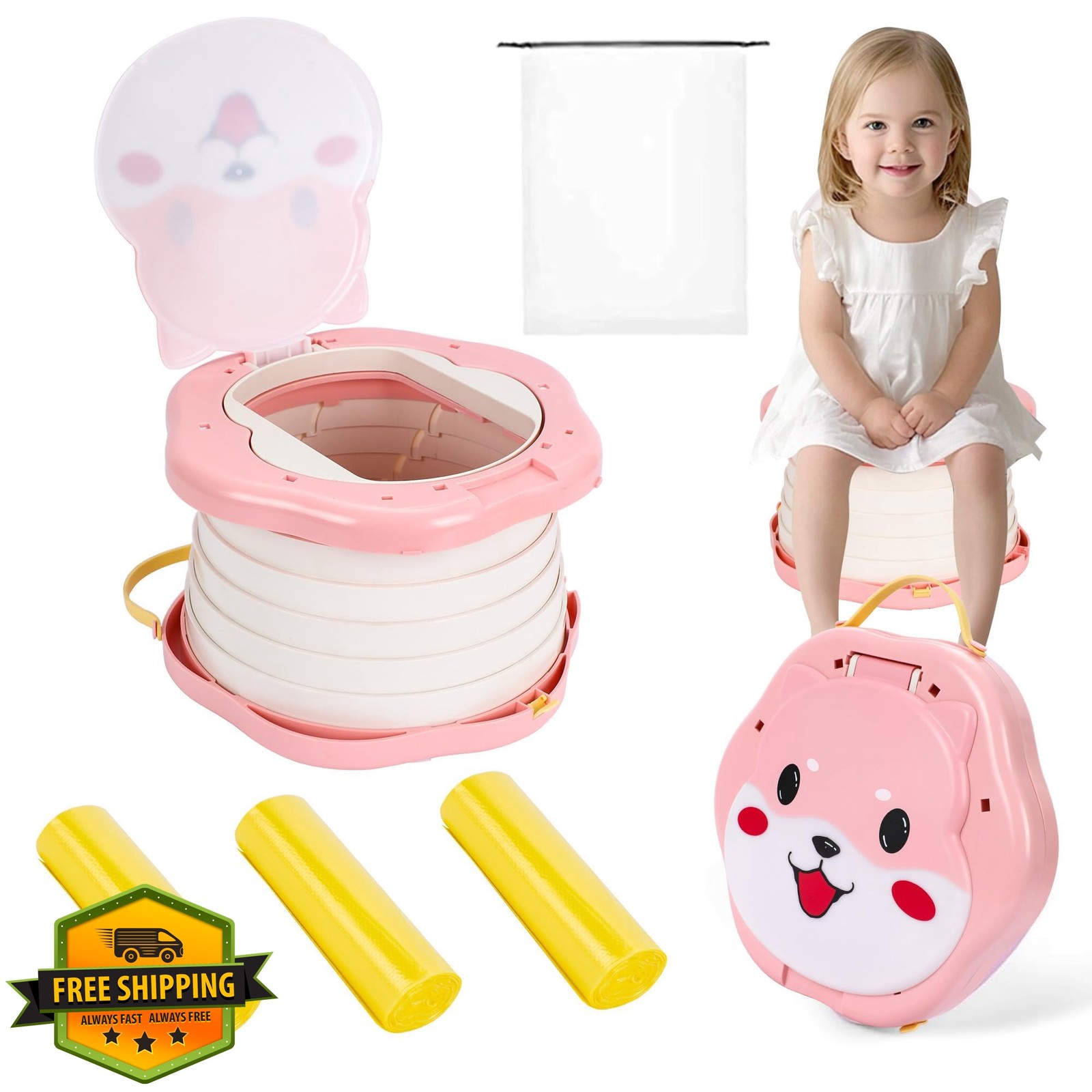SunnySmile Portable Potty Light Pink 45 Bags