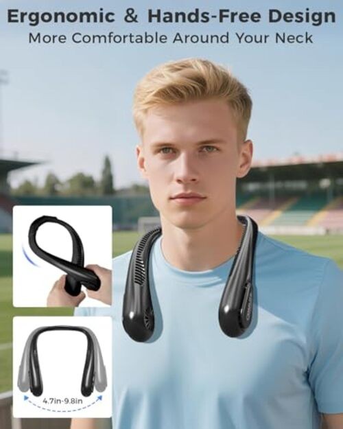 Portable Bladeless Neck Fan, Valentines Day Gifts for Him, Birthday Gifts Black