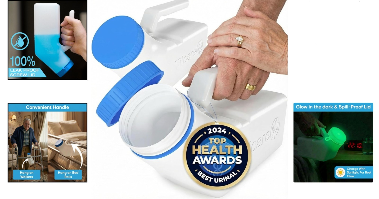Portable 2 Pack Men’s Urinals with Glow in the Dark Lid – Easy Travel Solution