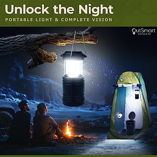 Outdoor Portable Toilet Set for Adults with Camping Night Lantern, Green