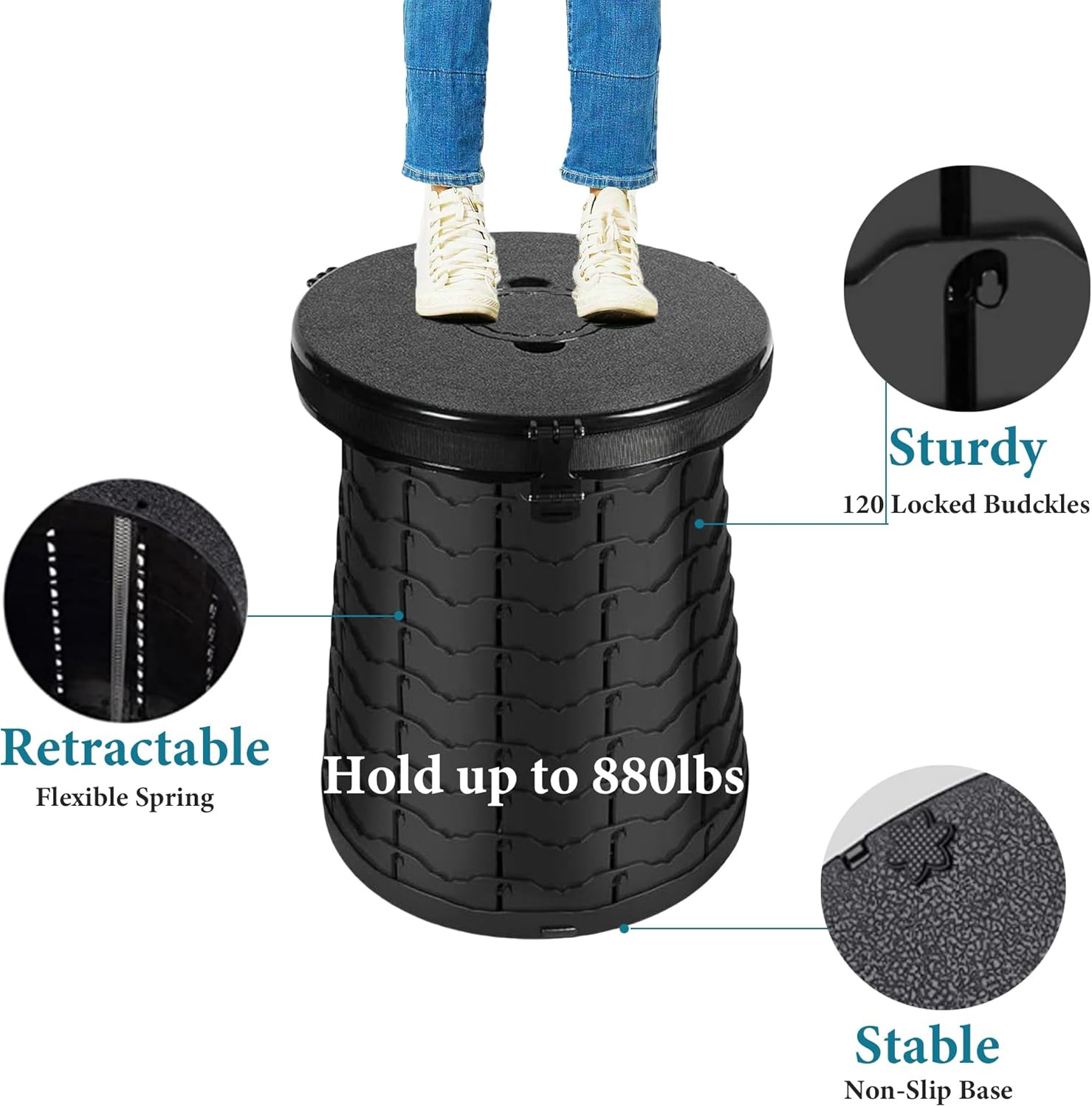 XXL Portable Toilet for Camping,880Lbs Capacity,19.7″ H Adjustable Portable Toil
