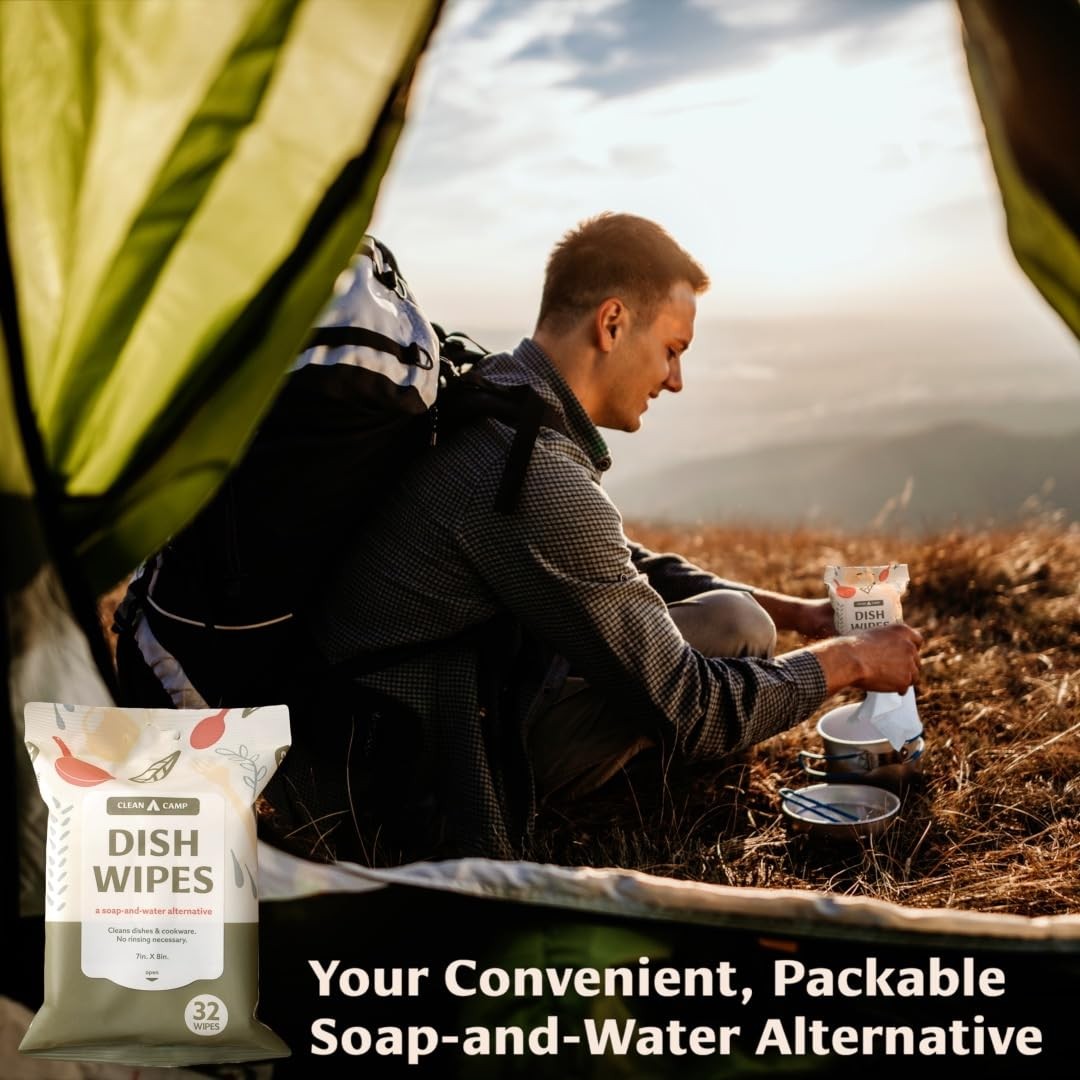 Dish Wipes | 100% Biodegradable Premoistened Foodsafe Camp Kitchen Wipes | A Soa