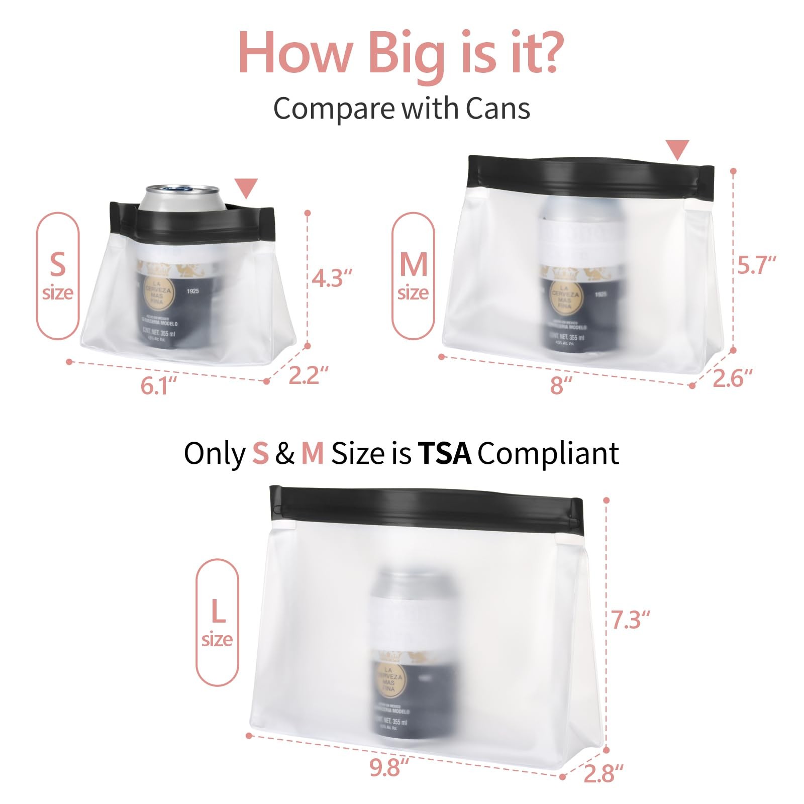 PACKISM Leakpoof Clear Toiletry Bags for Traveling – Sealed TSA 0-2L 2M-Black