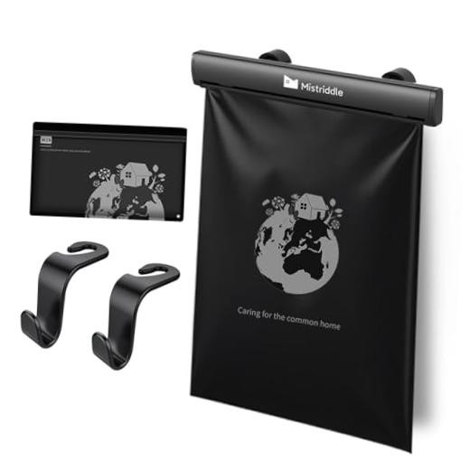 Headrest Hanging Car Trash Bag Holder – Aluminum Alloy with 25 Disposable