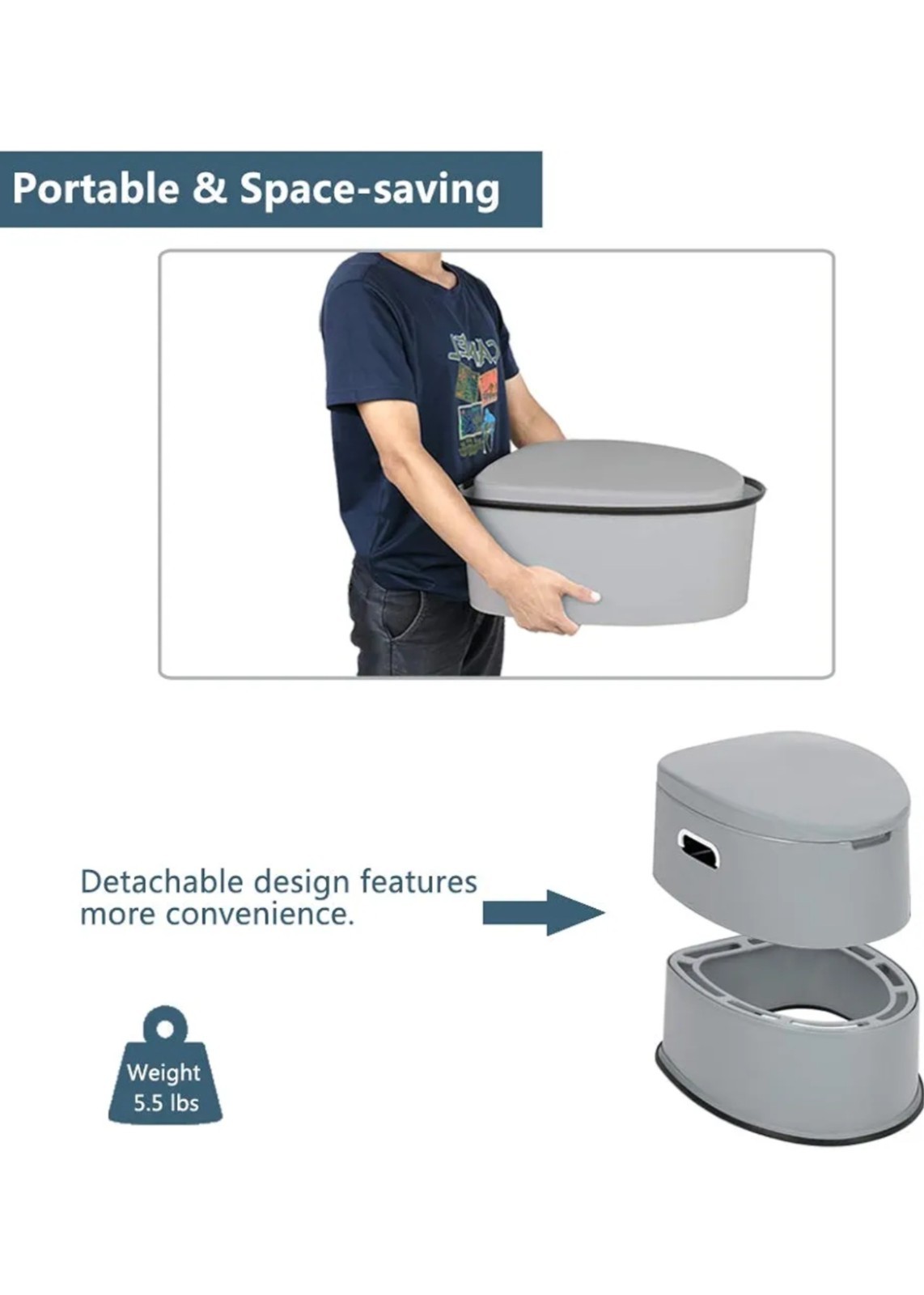 5 Gallon Camping Portable Toilet Travel Outdoor/Indoor Commode Potty Tissue Box