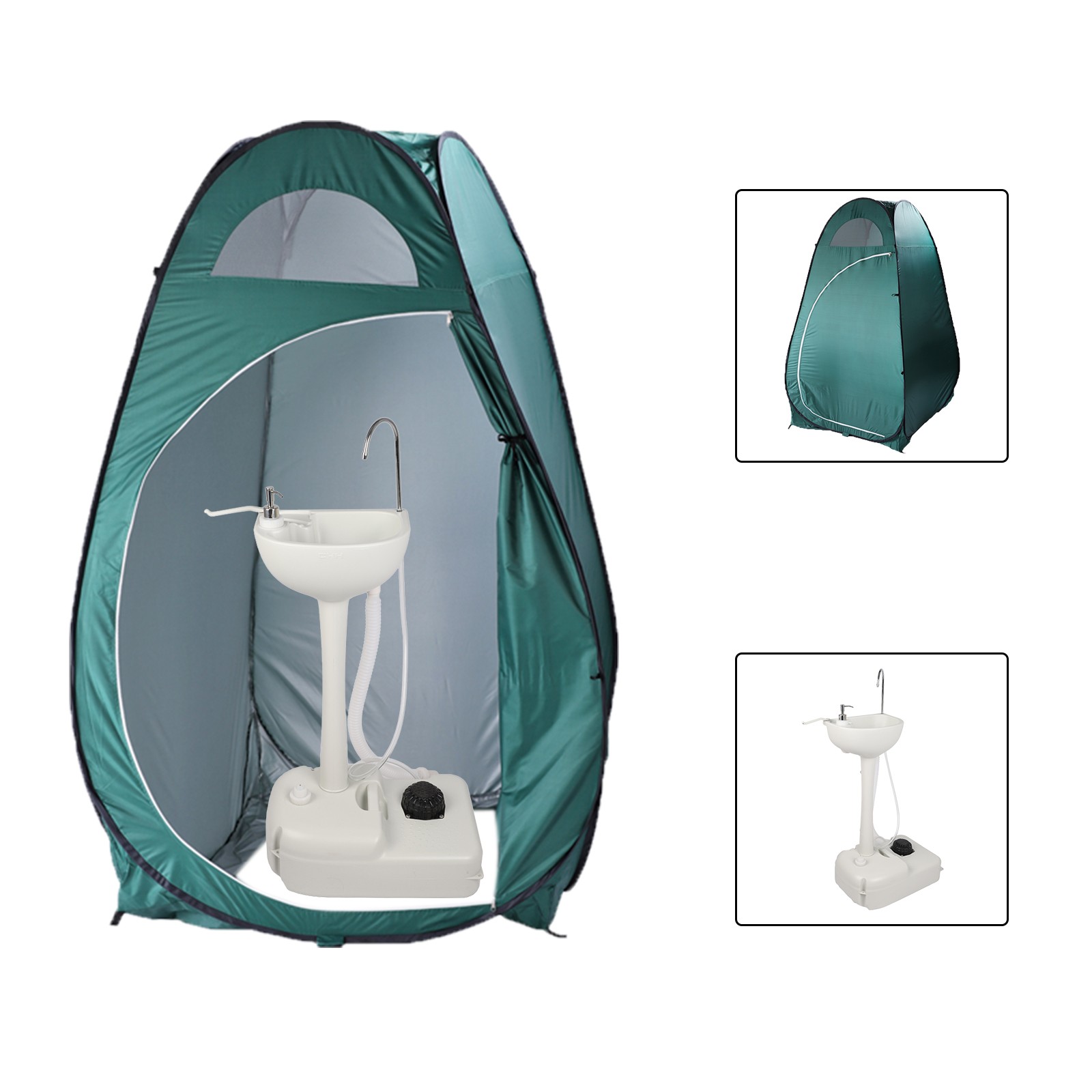Portable 19L Water Wash Basin Stand Rolling Wheels Camping Hygiene Sanitation