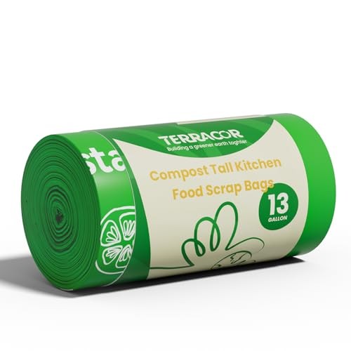 13 Gallon Compostable Trash Bags, 40 Bags Compost Bags Flat Top-13Gal-40 Bags