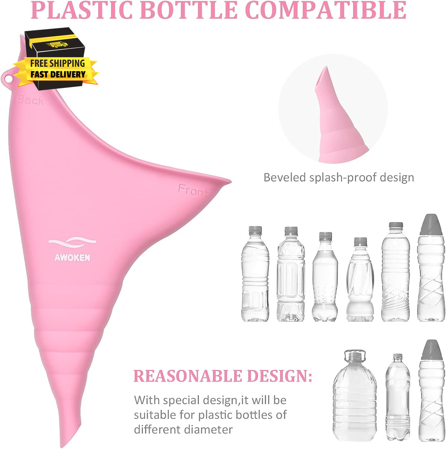 Female Urination Device,Reusable Female Urinal Silicone Women Pee Funnel Allows