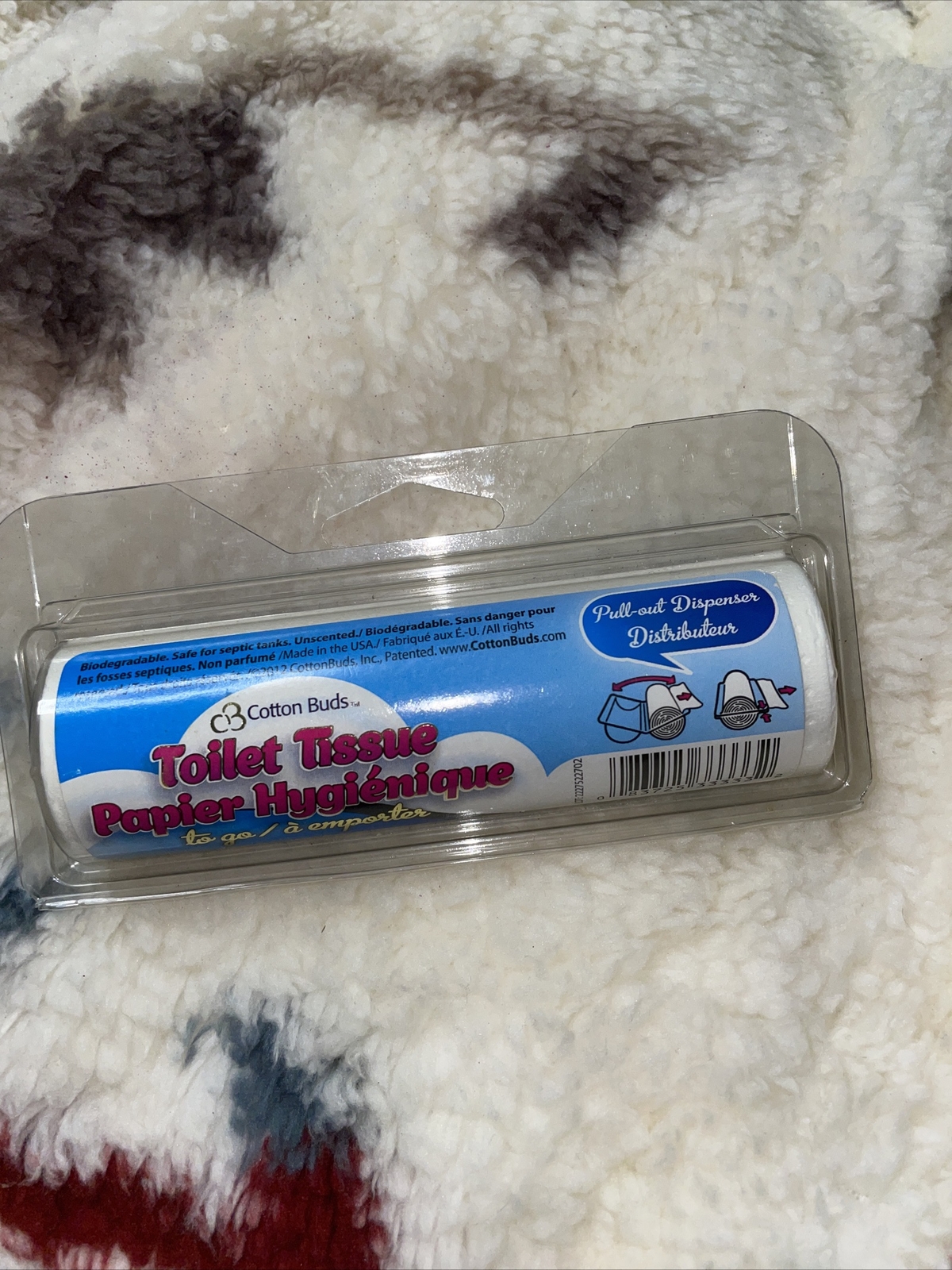 Cotton Buds Toilet Paper To Go 2-Ply Bathroom Tissue 1-Roll w/Dispenser