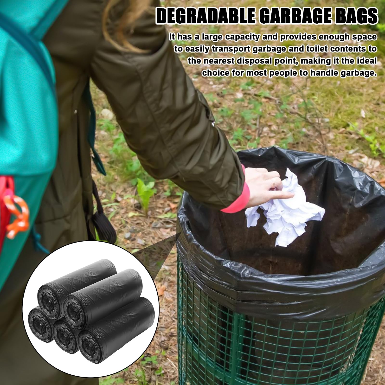 Toilet Bags Black, 100 Count 15L Biodegradable Toilet Bags, …