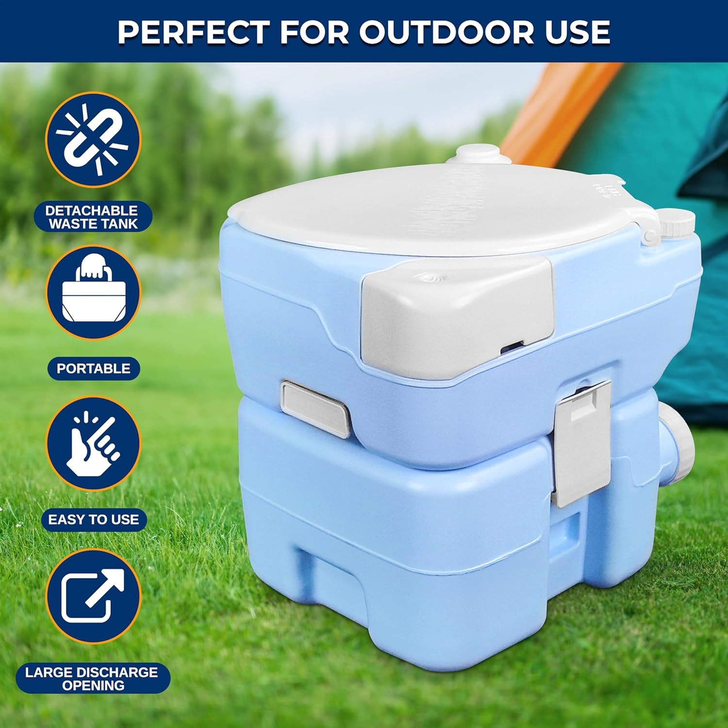5.3 Gal Portable Camping Toilet for Adults, 100+ Flushes Porta Potty Camp Toilet