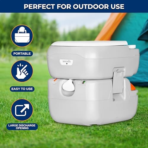 5.8 Gal Portable Camping Toilet with Carry Bag & Level Indicator | Self