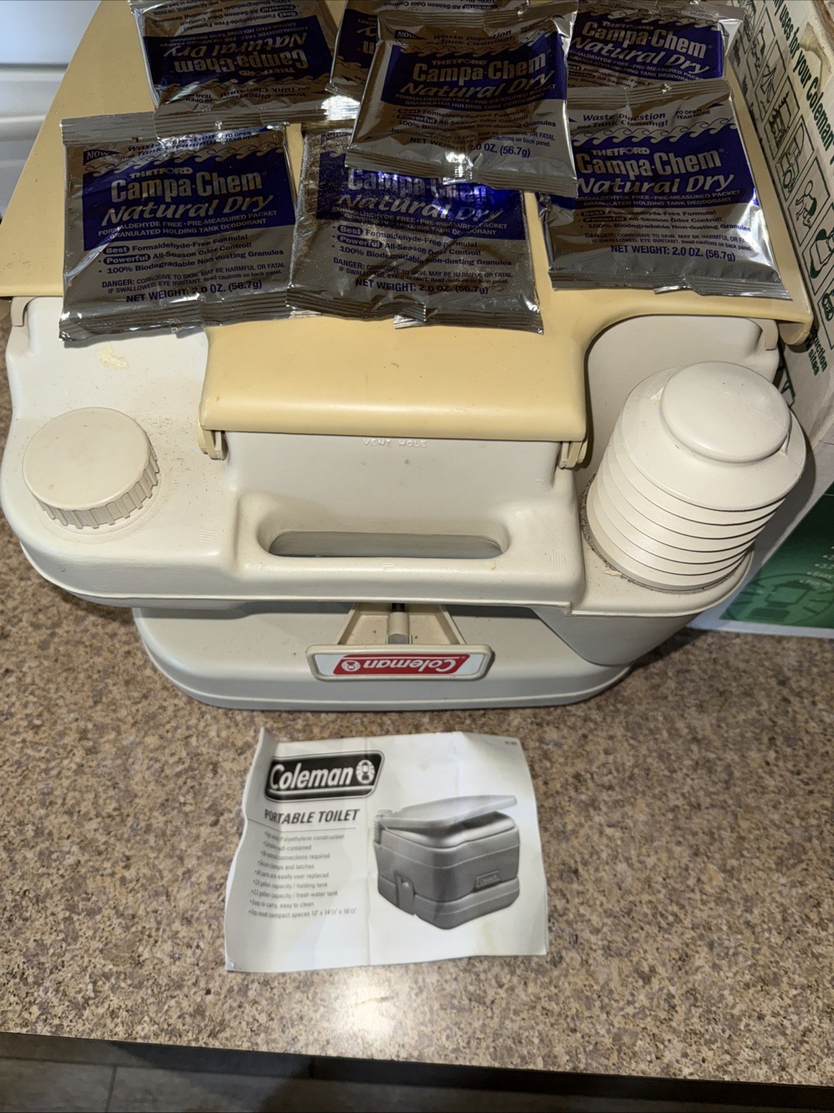 Coleman Camping Outdoor Portable Toilet, 827-802T +7 Pack Holding Tank Deodorant