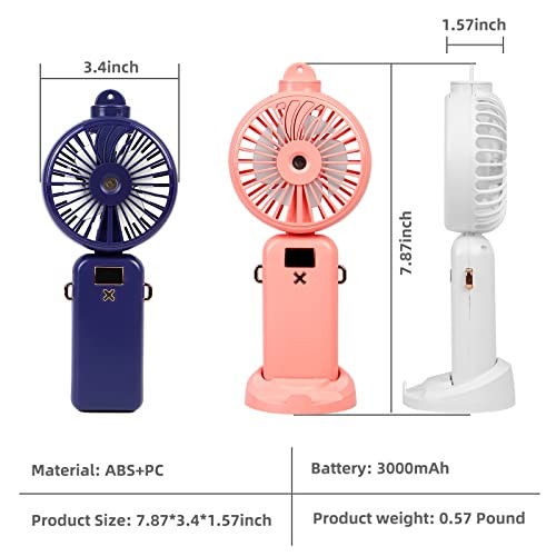 Hadheld Misting Fan Portable Rechargeable Personal Mister fan, 3000mAh White