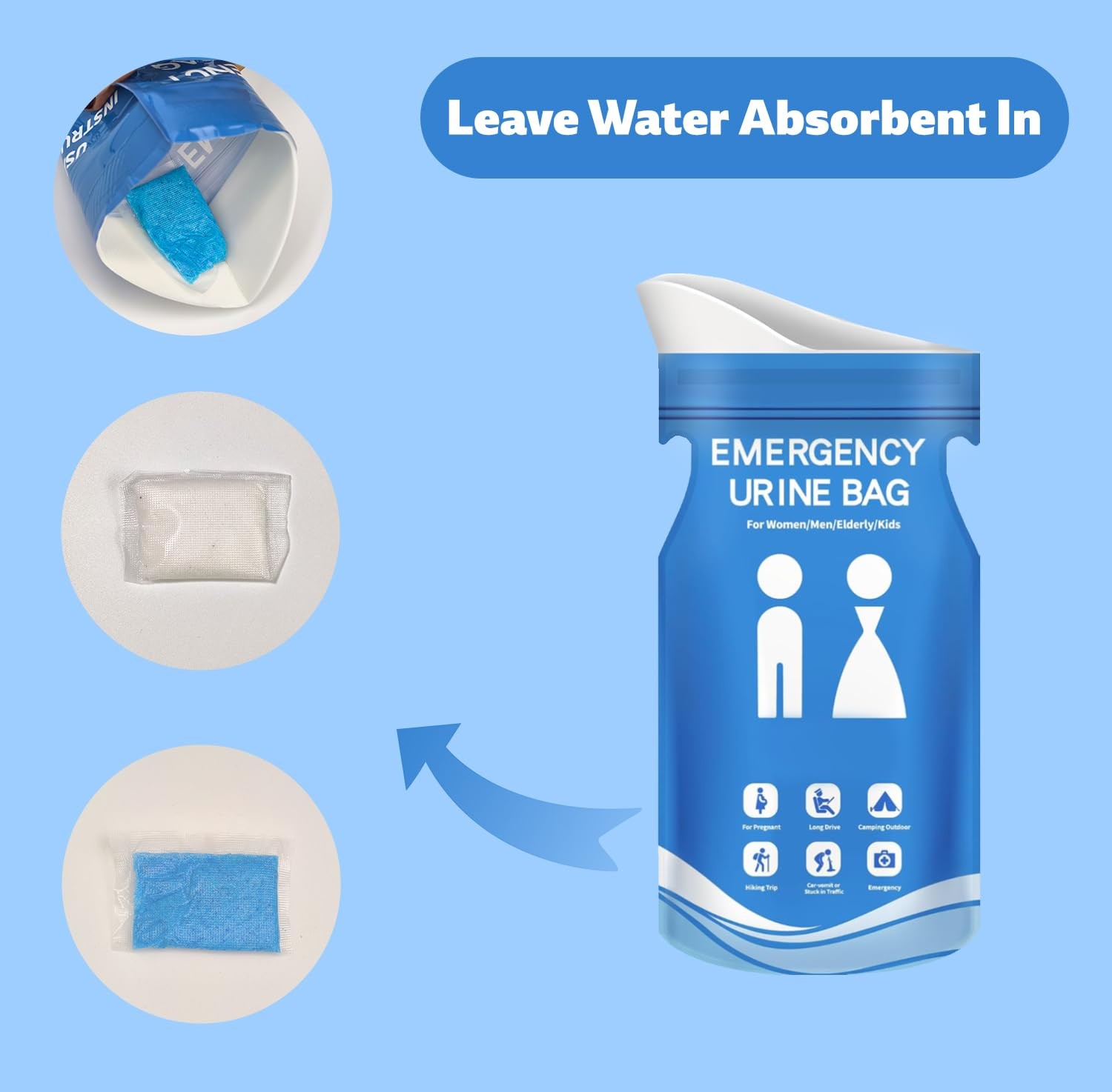 900CC Disposable Urine Bag, 12 PCS Emergency Portable Urinal Bags for Men/Wom…