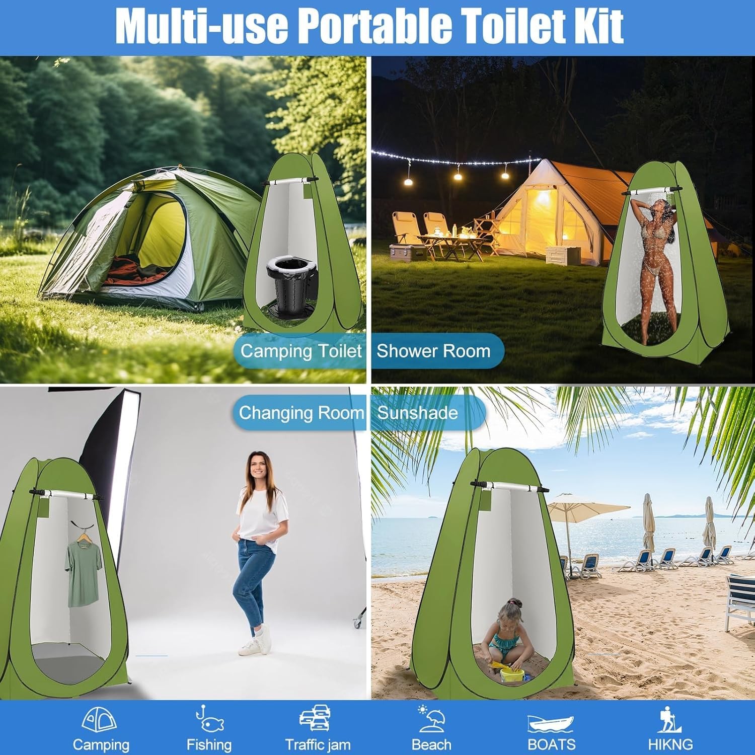 Upgraded Retractable Portable Toilet with Soft Cushioned Seat, 350LBS Foldabl…