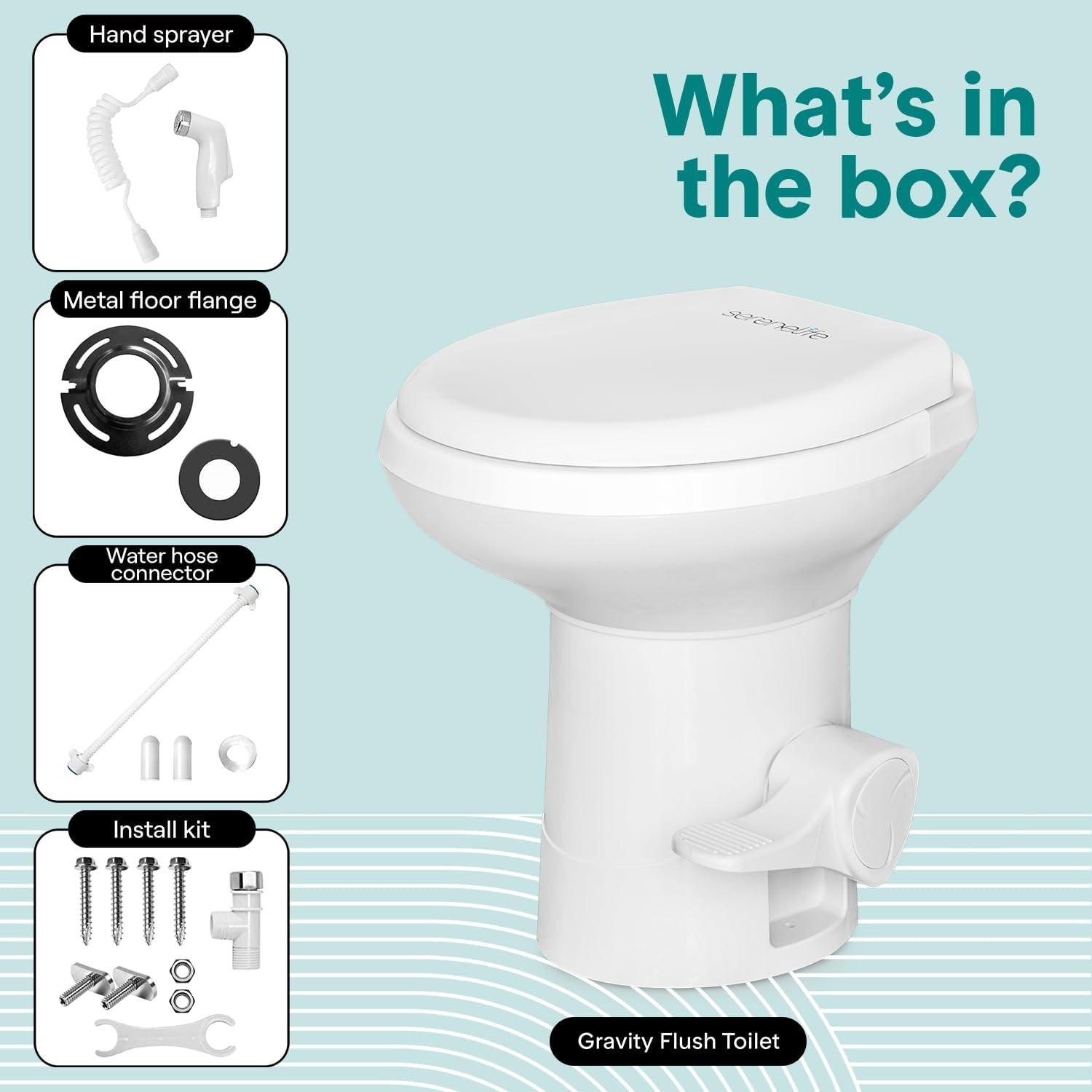 RV Toilet – Small Camp Toilet with Foot Pedal and a Hand Sprayer, Leak-Proof,…