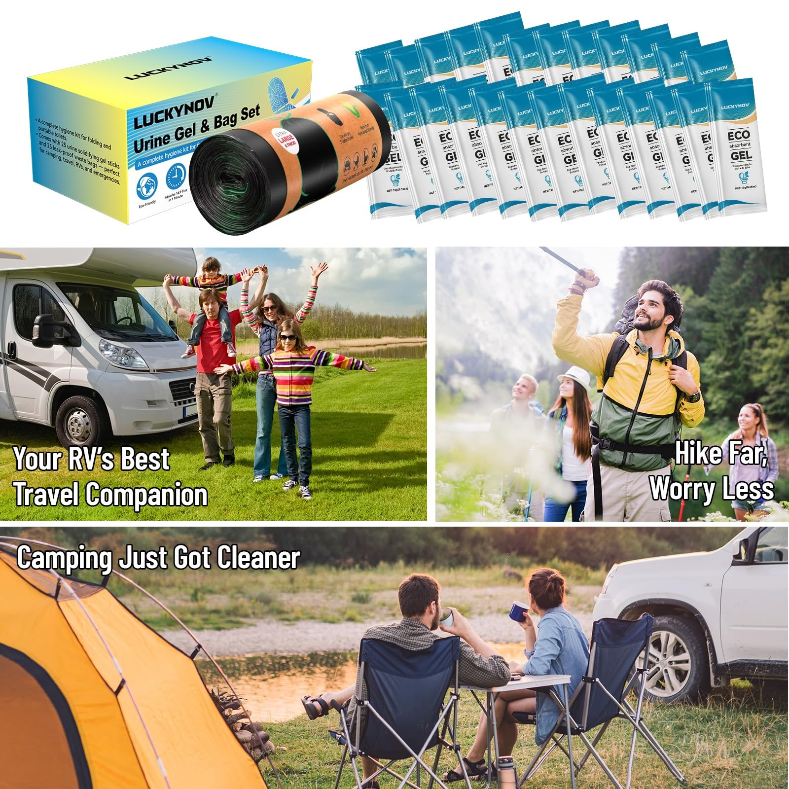 25 Portable Toilet Bags with 25 Poo Gels, 8 Gallon Leak-Proof Camping Toilet …