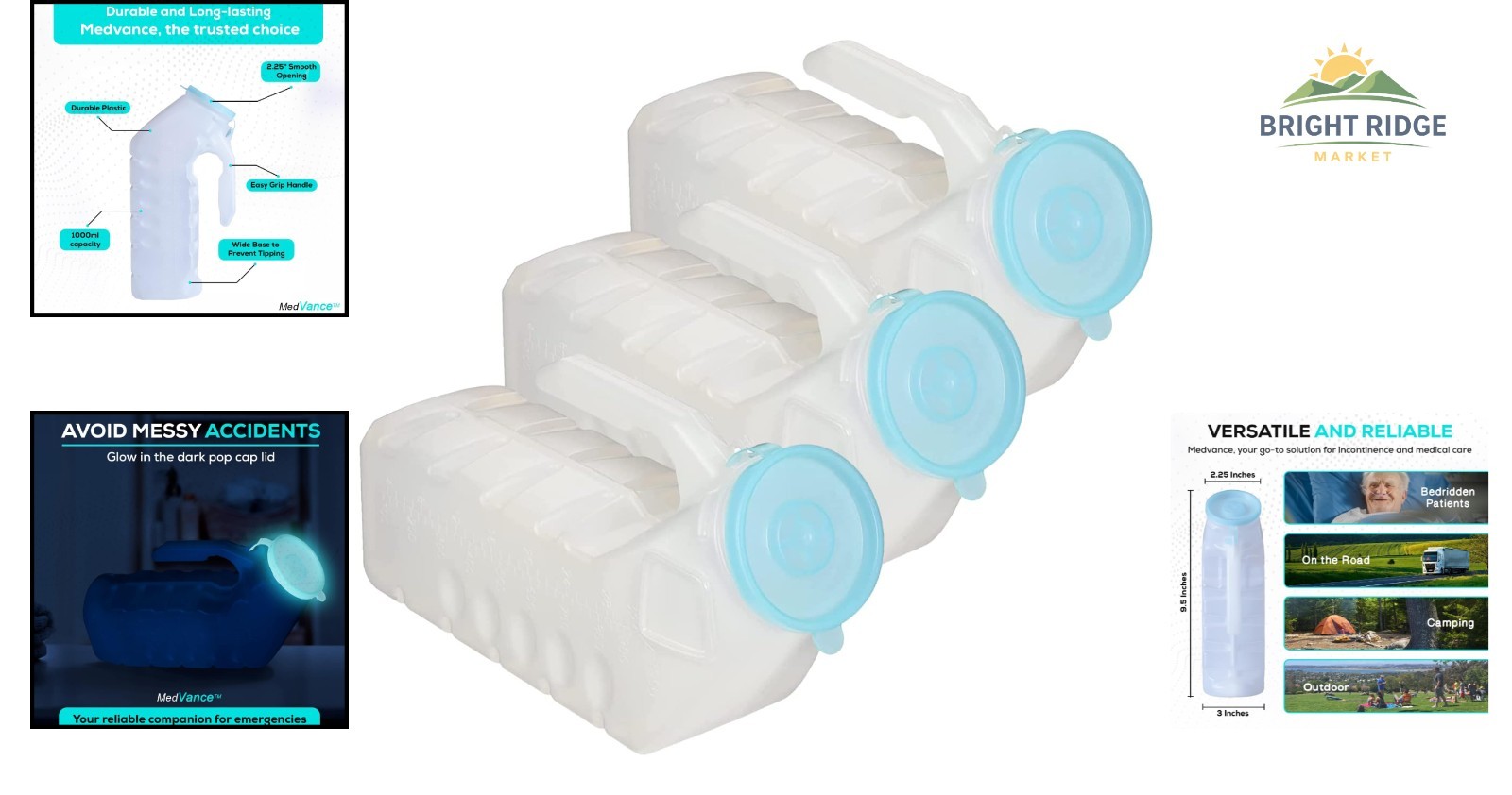 Durable 3-Pack Portable Urinals for Men, Perfect for Travel and Emergencies