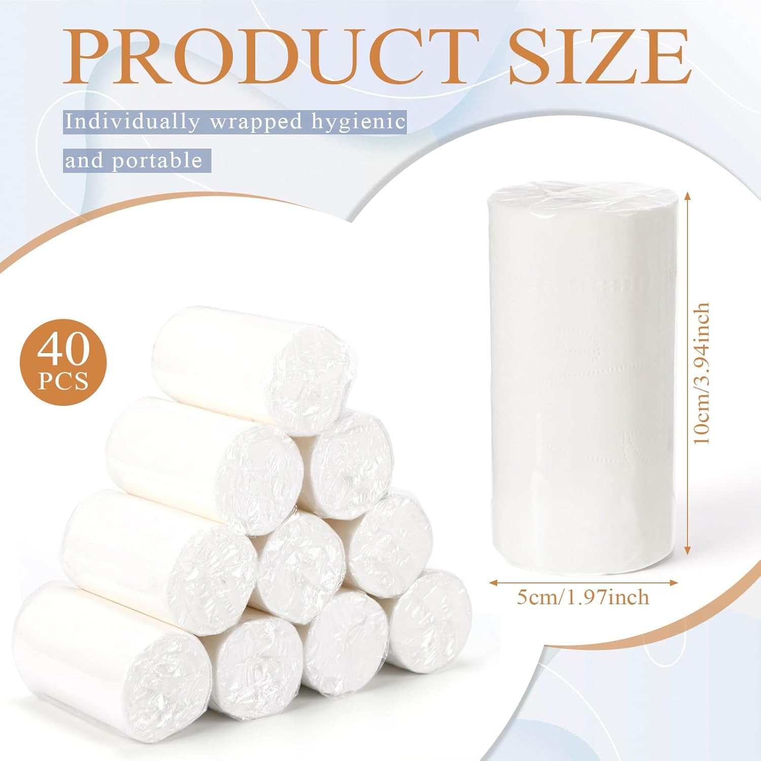 40 Rolls Travel Toilet Paper Individually Wrapped, Travel Toilets Papers to Go P