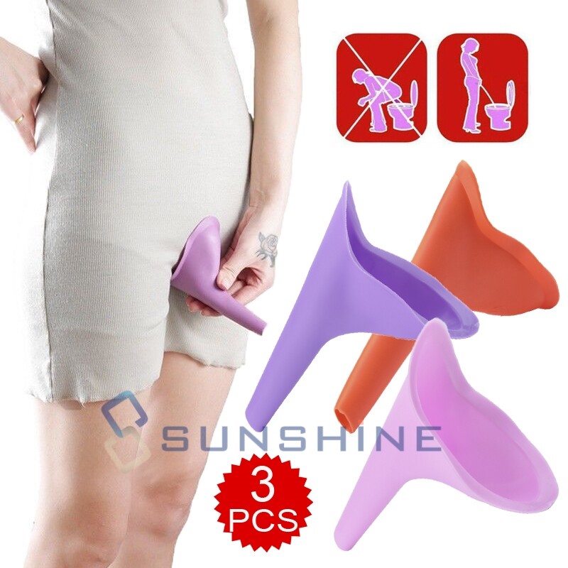 3PCS Reusable Portable Urinal Women Female Travel Camping Standing Pee Device