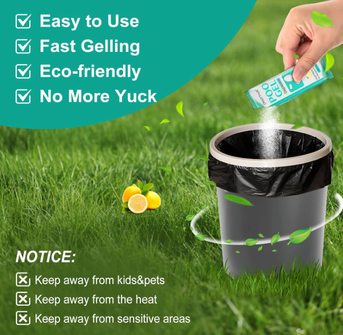 Portable Toilet Gel Powder – Odor Control for Camping, Hiking & Travel Toilets