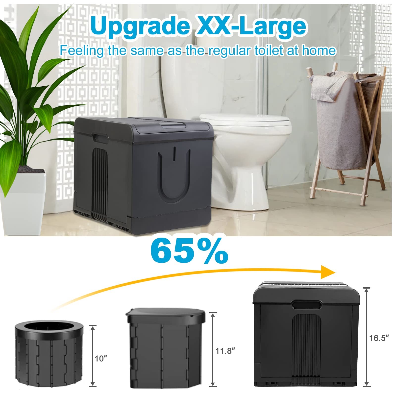 XXL Portable Toilet Camping Toilets for Car Indoor Outdoor Commode Foldable T…